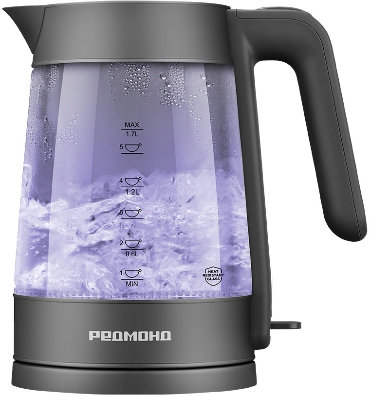 Чайник электрический Редмонд KG252 1.7л. 2200Вт серый корпус: пластик/стекло