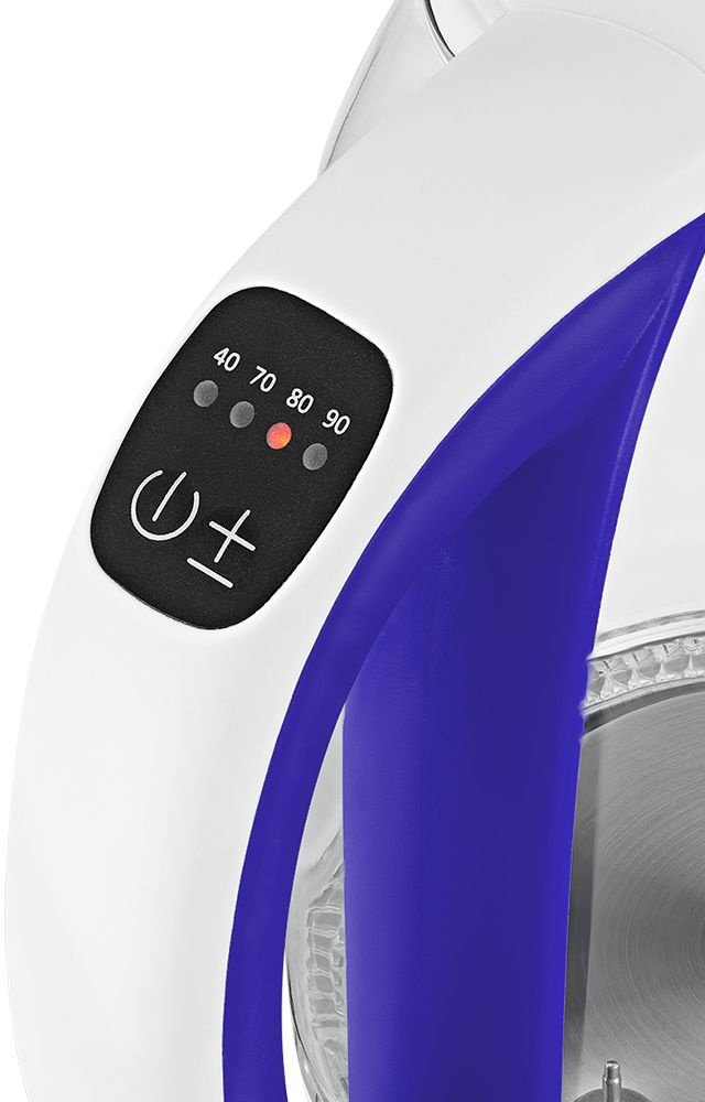 Чайник электрический Kitfort КТ-6140-1 1.7л. 2200Вт белый/фиолетовый корпус: стекло/пластик