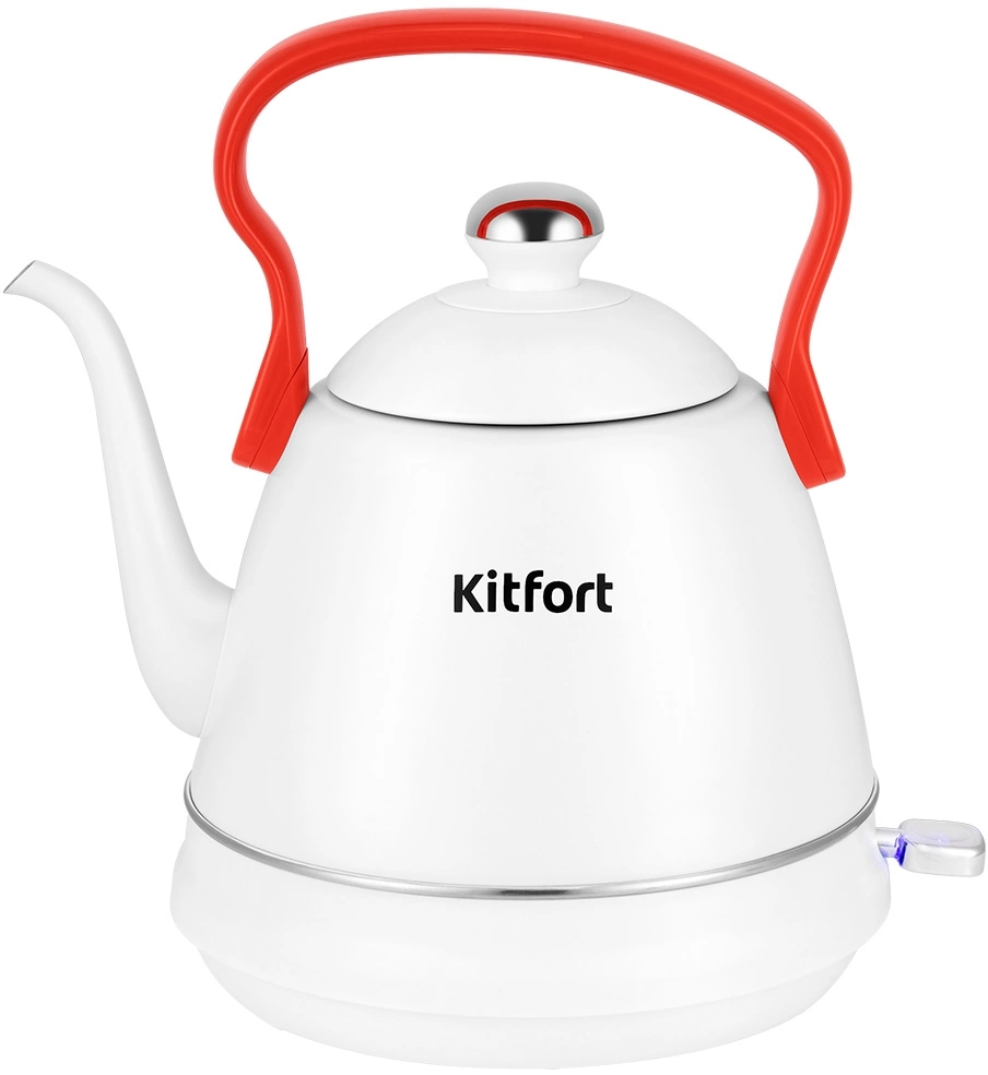 Чайник электрический Kitfort КТ-6793 1л. 1500Вт белый/красный корпус: металл