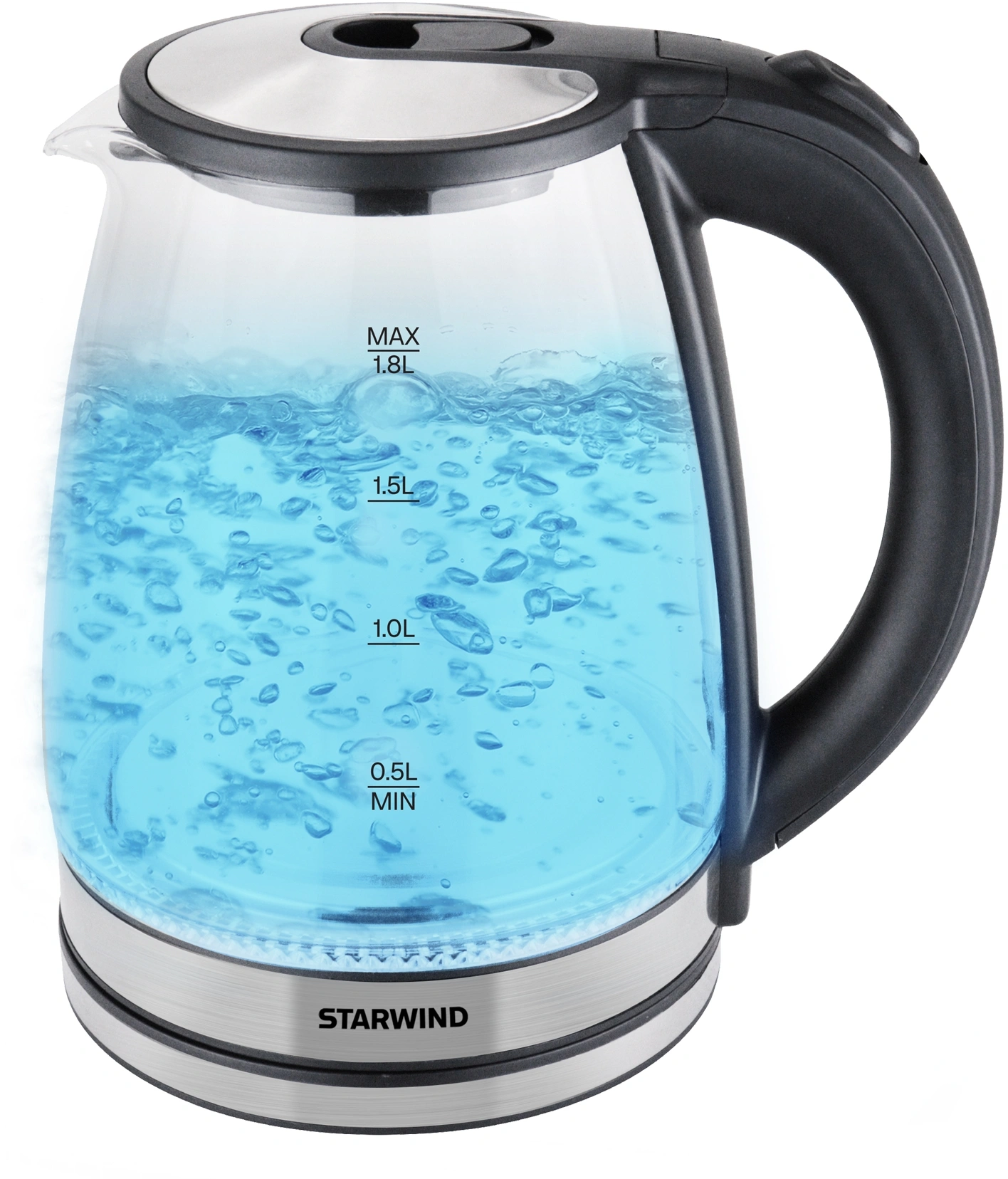 Чайник электрический Starwind SKG2114 2л. 1800Вт черный/прозрачный корпус: стекло