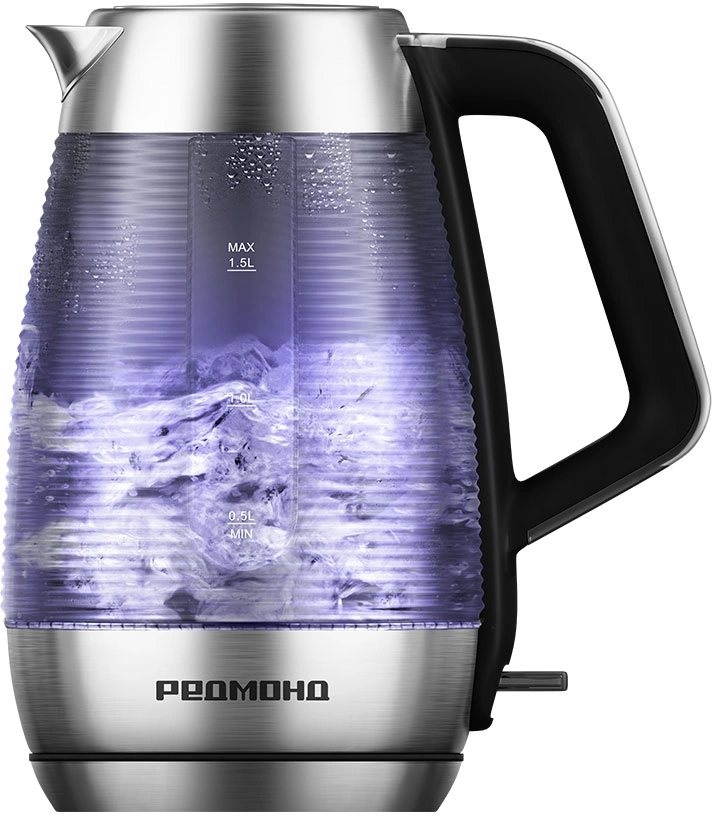 Чайник электрический Редмонд KG253 1.5л. 2200Вт хром корпус: нерж.сталь/стекло