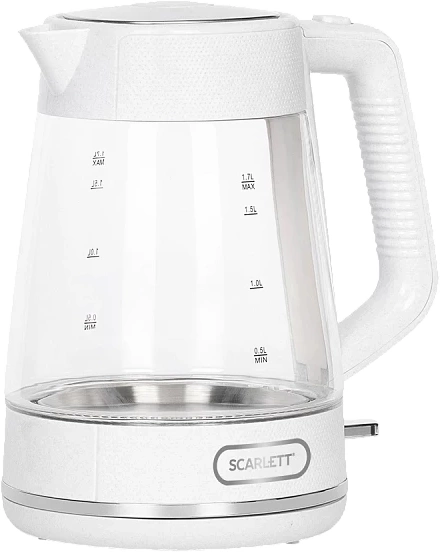 Чайник электрический Scarlett SC-EK27G104 1.7л. 2200Вт белый корпус: стекло/пластик
