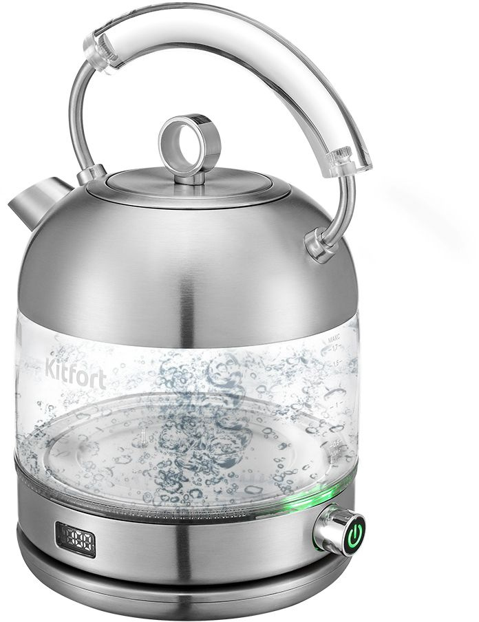 Чайник электрический Kitfort КТ-6172 1.7л. 2200Вт нержавеющая сталь корпус: стекло/металл