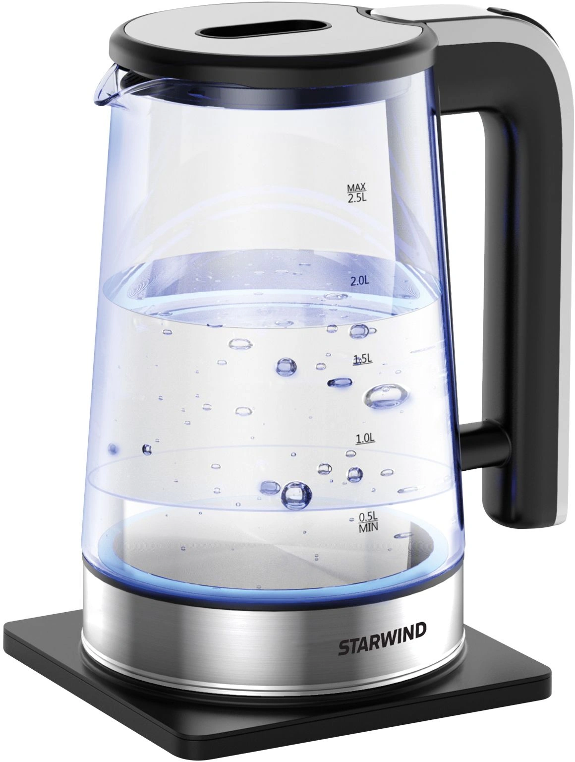 Чайник электрический Starwind SKG4043 2.2л. 1800Вт черный/серебристый корпус: стекло