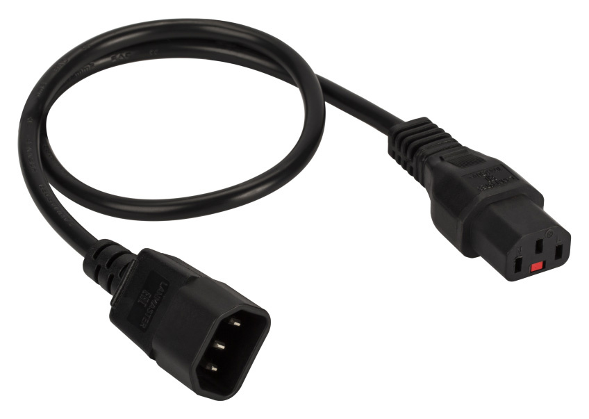 Шнур питания Lanmaster LAN-PP13L/14-1.0-BK C13-С14 проводник.:3x0.75мм2 1м 220В (упак.:1шт) черный