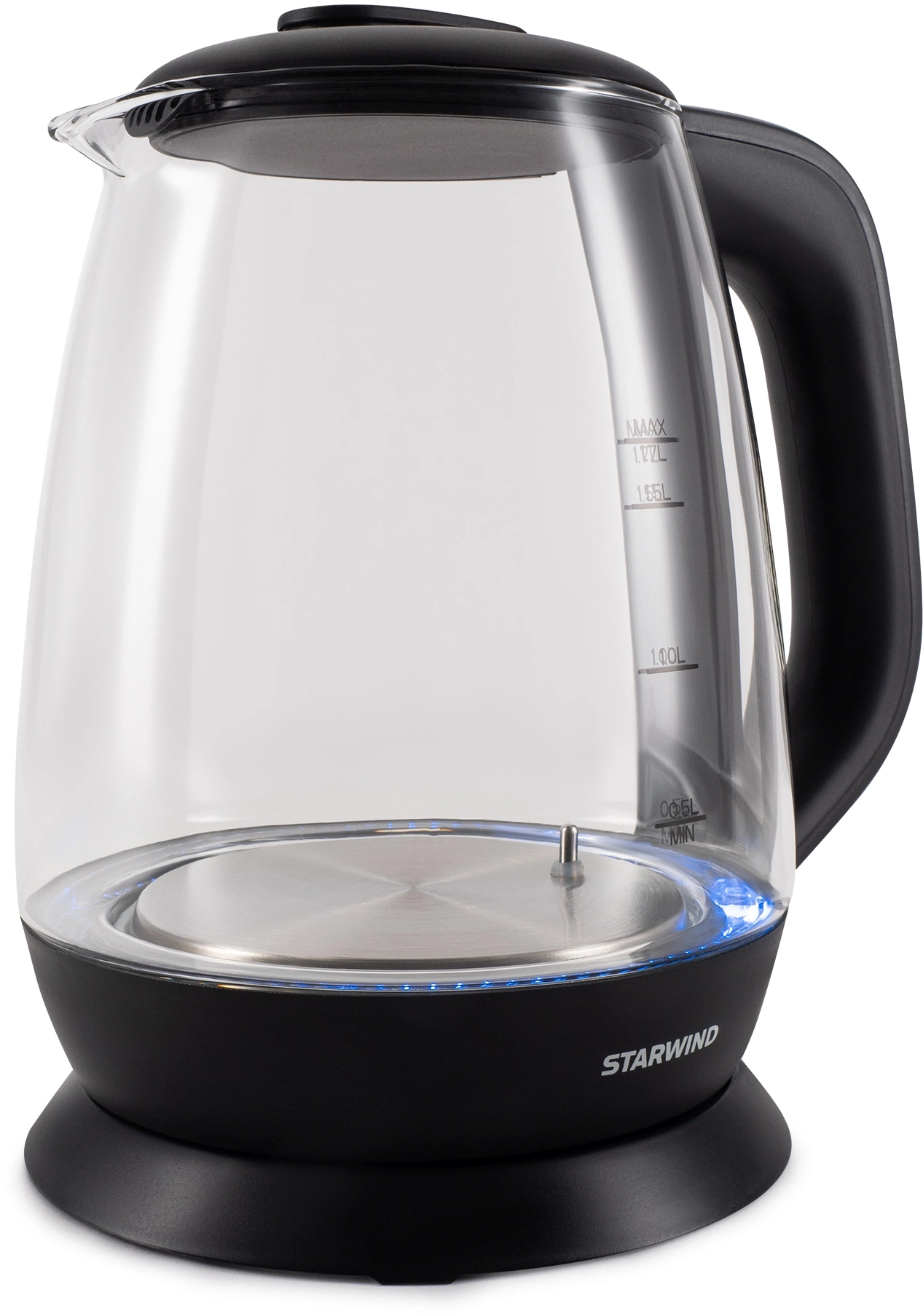 Чайник электрический Starwind SKS3036 1.7л. 2200Вт черный корпус: стекло