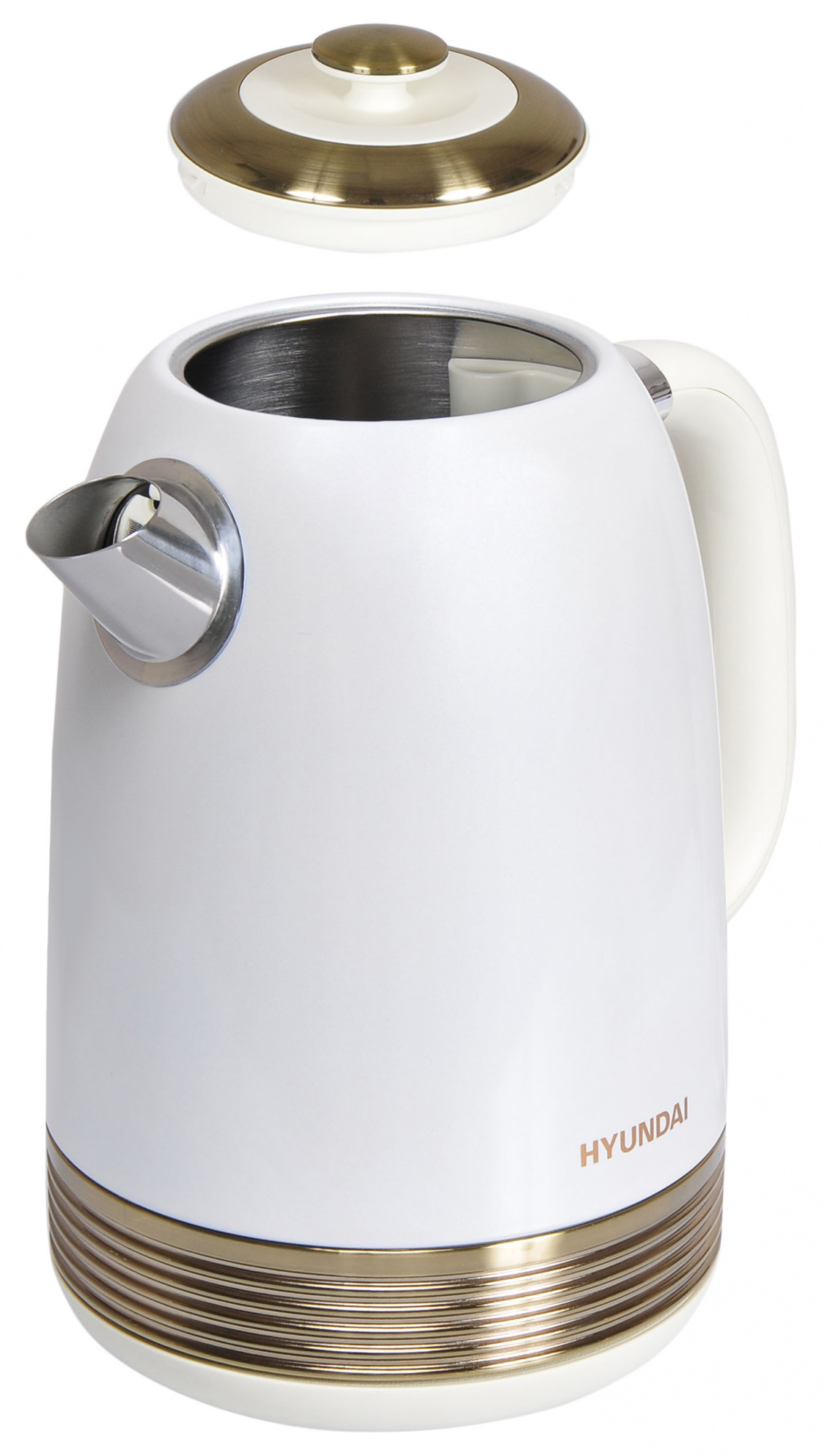 Чайник электрический Hyundai HYK-S4500 1.7л. 2200Вт жемчужный/золотистый корпус: металл/пластик