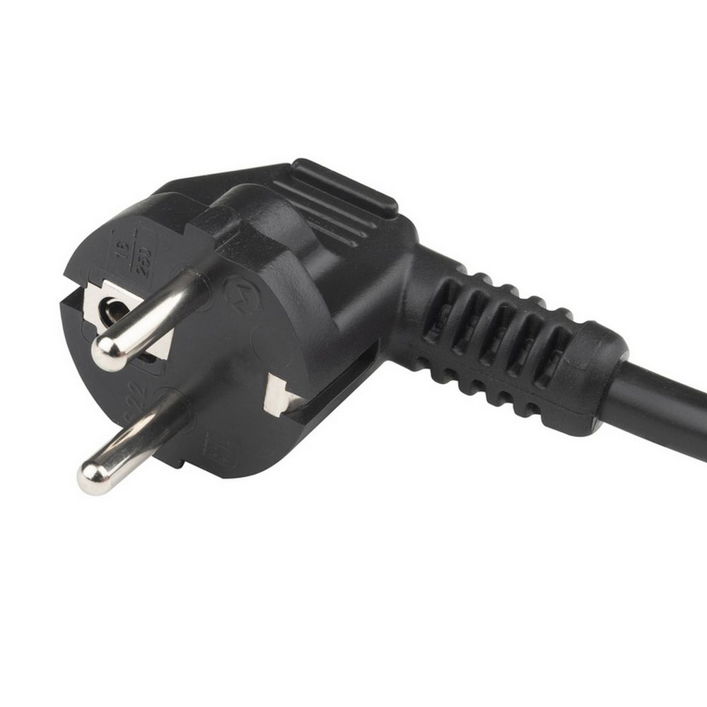 Сетевой кабель Hyperline PWC-IEC19-SHM-5.0-BK Кабель питания (Schuko+C19) (3x1.5), 16A, угловая вилка, 5м, цвет че