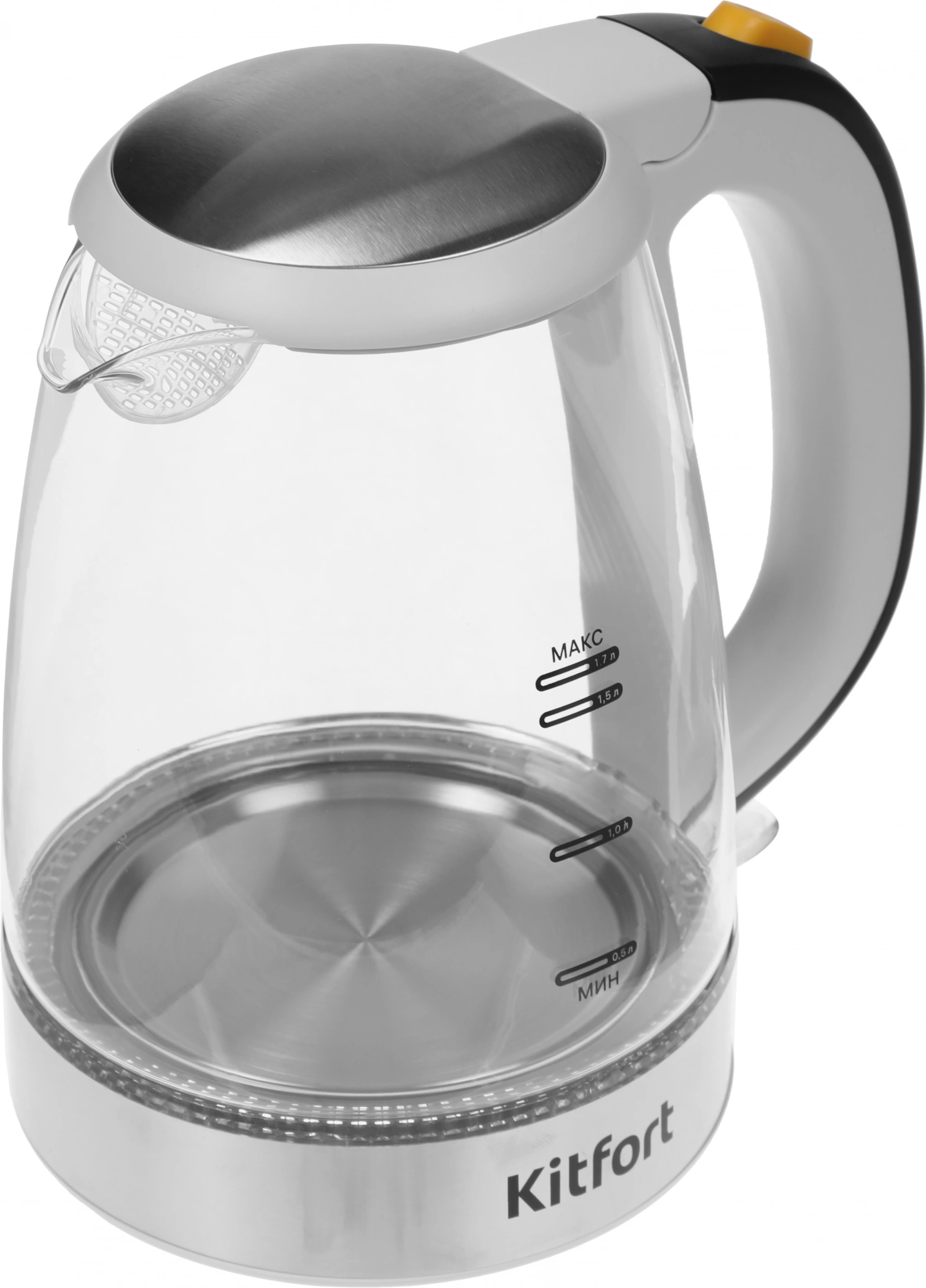 Чайник электрический Kitfort КТ-6627 1.7л. 2200Вт белый корпус: стекло/металл/пластик