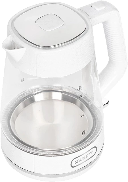 Чайник электрический Scarlett SC-EK27G104 1.7л. 2200Вт белый корпус: стекло/пластик