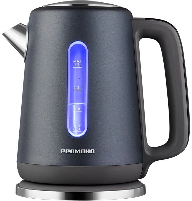 Чайник электрический Redmond KM238 1.7л. 2200Вт серо-голубой корпус: стекло