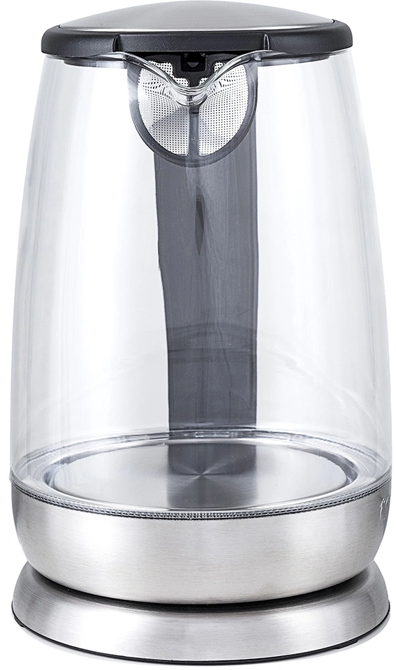 Чайник электрический Kitfort КТ-619 1.7л. 2200Вт серебристый/черный корпус: стекло/металл