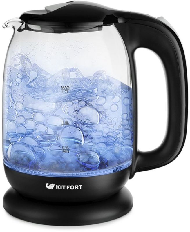 Чайник электрический Kitfort КТ-625-5 1.7л. 2200Вт черный/серый корпус: стекло/пластик