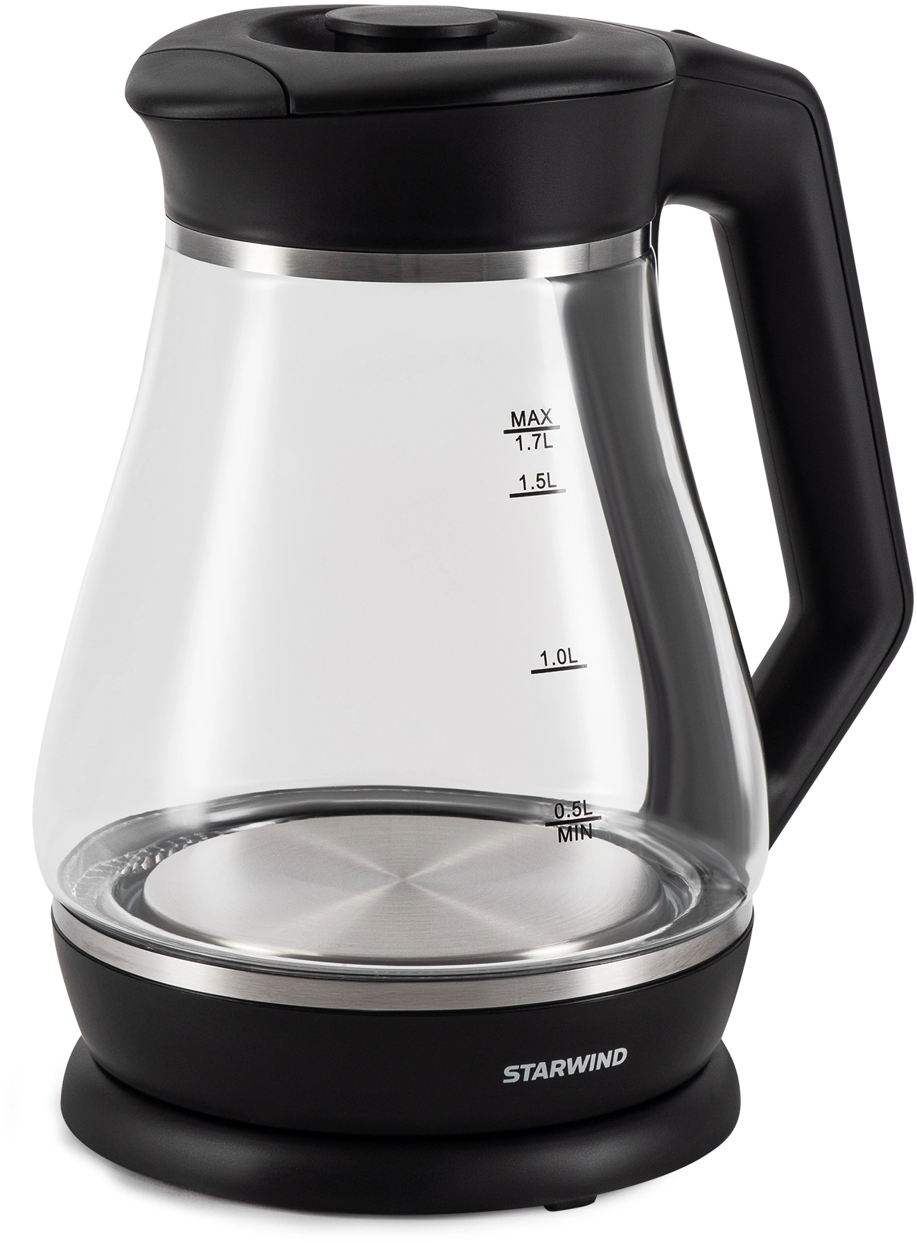 Чайник электрический Starwind SKS2035 1.7л. 2200Вт черный корпус: стекло/пластик