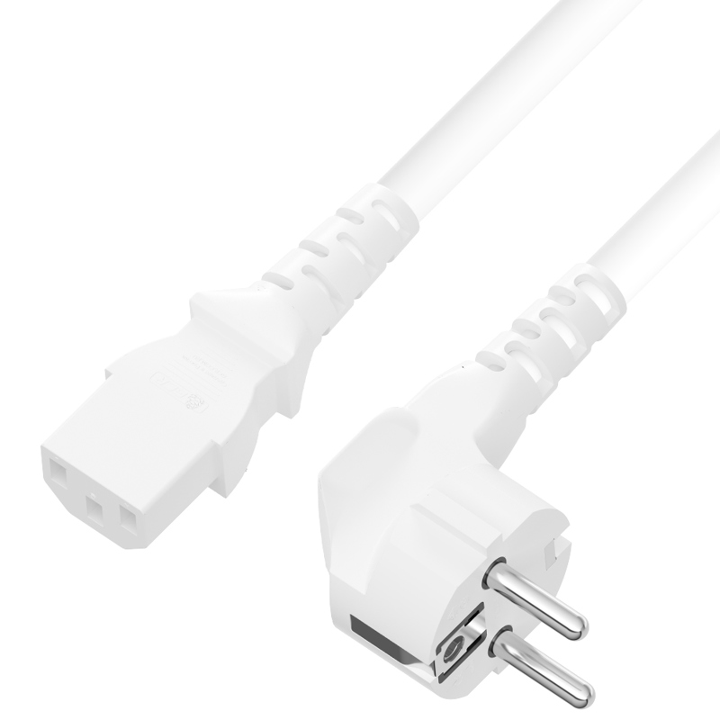 4ПХ Кабель питания белый 5.0m, евровилка угловая Schuko - С13, 3*1,0mm, 4PH-R90439