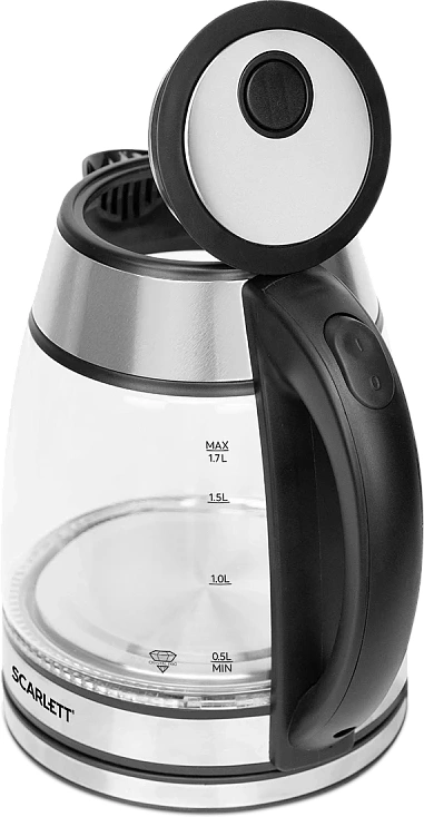 Чайник электрический Scarlett SC-EK27G54 1.7л. 1800Вт серебристый/черный корпус: нерж.сталь/стекло