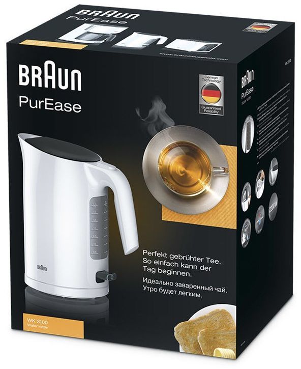 Чайник электрический Braun WK3100 1.7л. 2200Вт белый корпус: пластик (0X21010008)