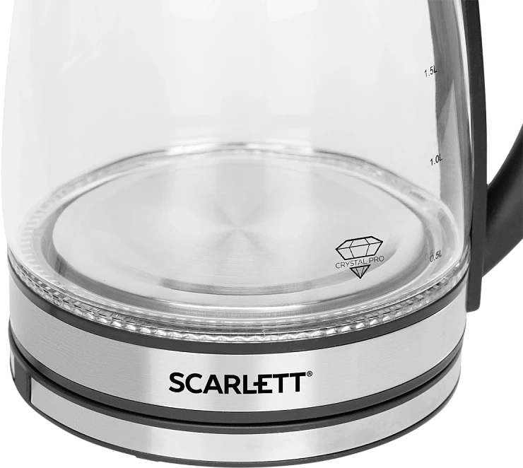Чайник электрический Scarlett SC-EK27G54 1.7л. 1800Вт серебристый/черный корпус: нерж.сталь/стекло