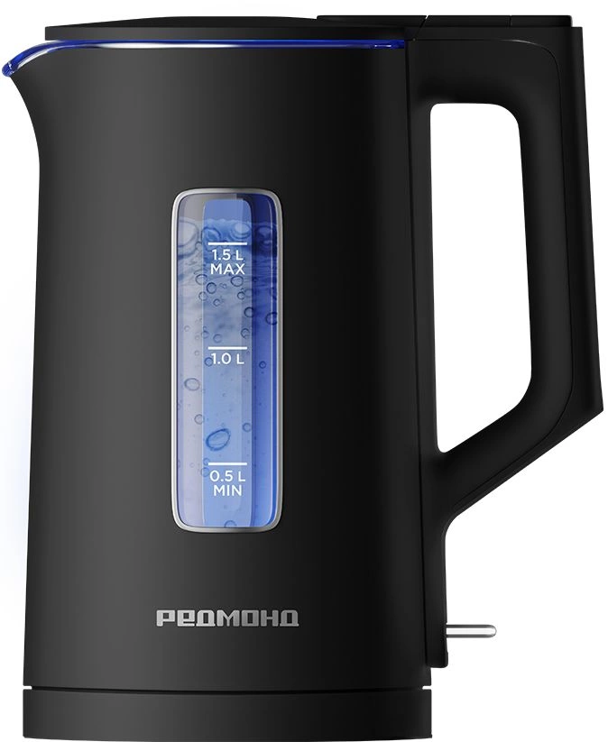 Чайник электрический Redmond KG255 1.5л. 1500Вт черный корпус: стекло