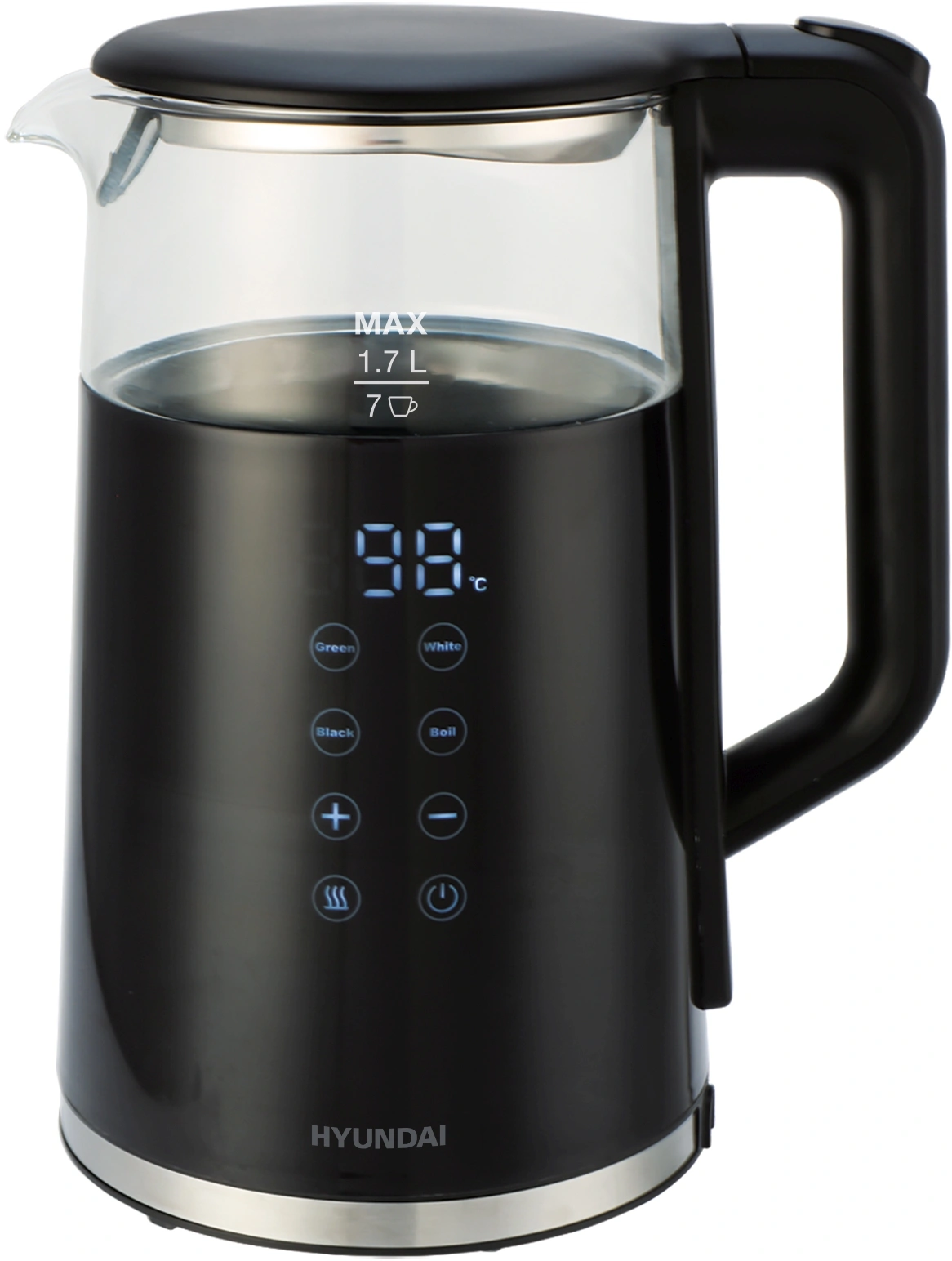 Чайник электрический Hyundai HYK-G5403 1.7л. 2200Вт черный корпус: стекло