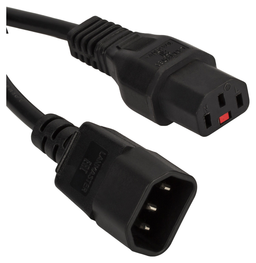 Шнур питания Lanmaster LAN-PP13L/14-1.0-BK C13-С14 проводник.:3x0.75мм2 1м 220В (упак.:1шт) черный