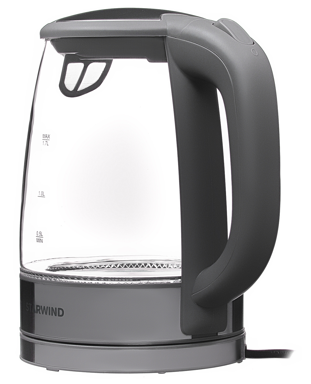 Чайник электрический Starwind SKG2315 1.7л. 2200Вт серый/серебристый корпус: стекло/металл/пластик
