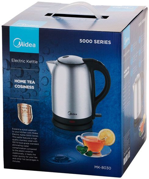 Чайник Midea/ 2200 Вт, 1.7 л. Защита от перегрева, корпус - сталь