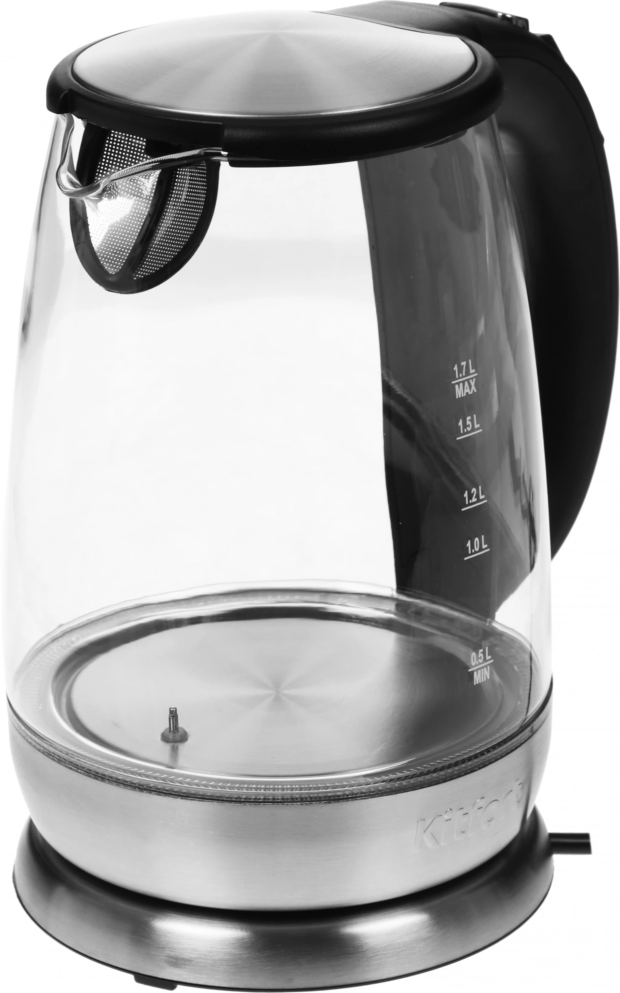 Чайник электрический Kitfort КТ-628 1.7л. 2200Вт серебристый корпус: стекло/металл/пластик