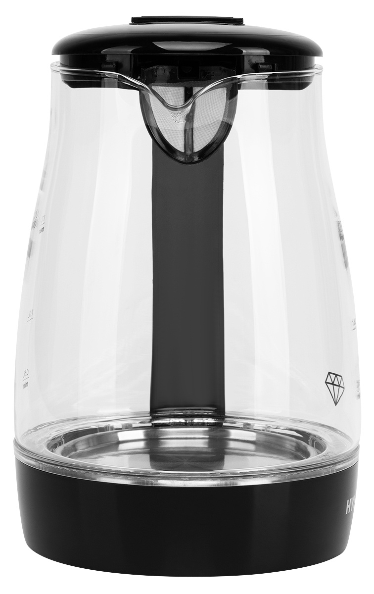 Чайник электрический Hyundai HYK-G2011 1.7л. 2200Вт черный корпус: стекло/пластик