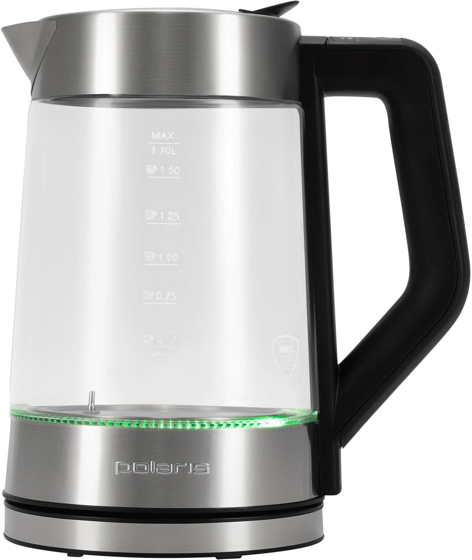 Чайник электрический Polaris PWK 1725CGLD 1.7л. 2200Вт серебристый матовый корпус: стекло/металл