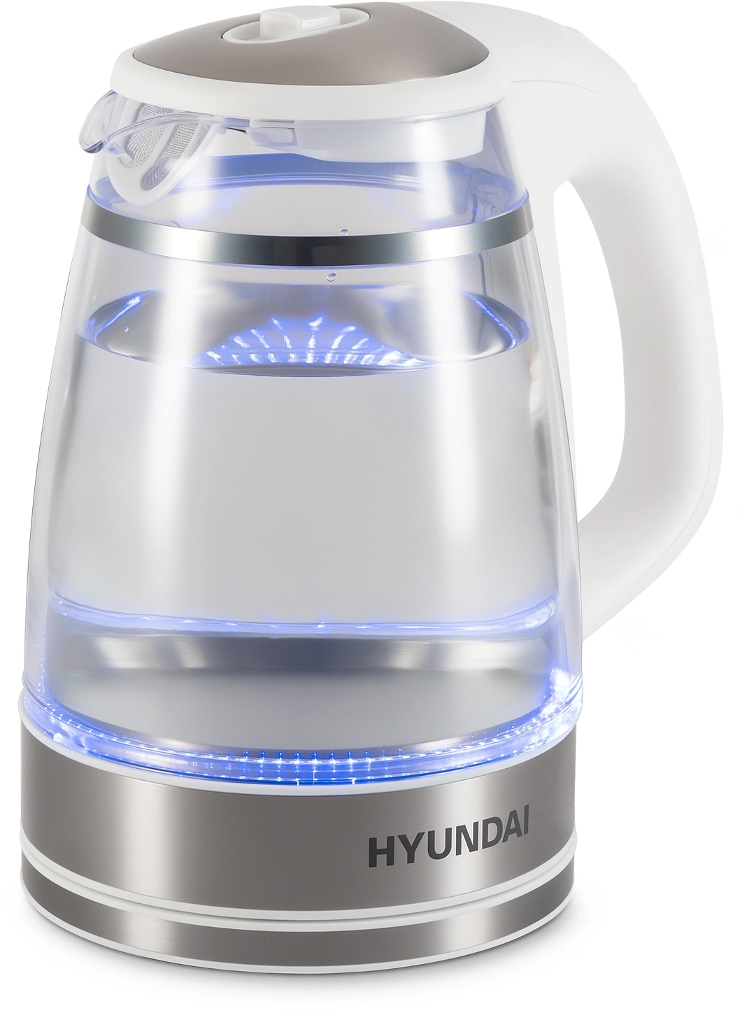 Чайник электрический Hyundai HYK-G3506 1.7л. 2200Вт белый/серебристый корпус: стекло