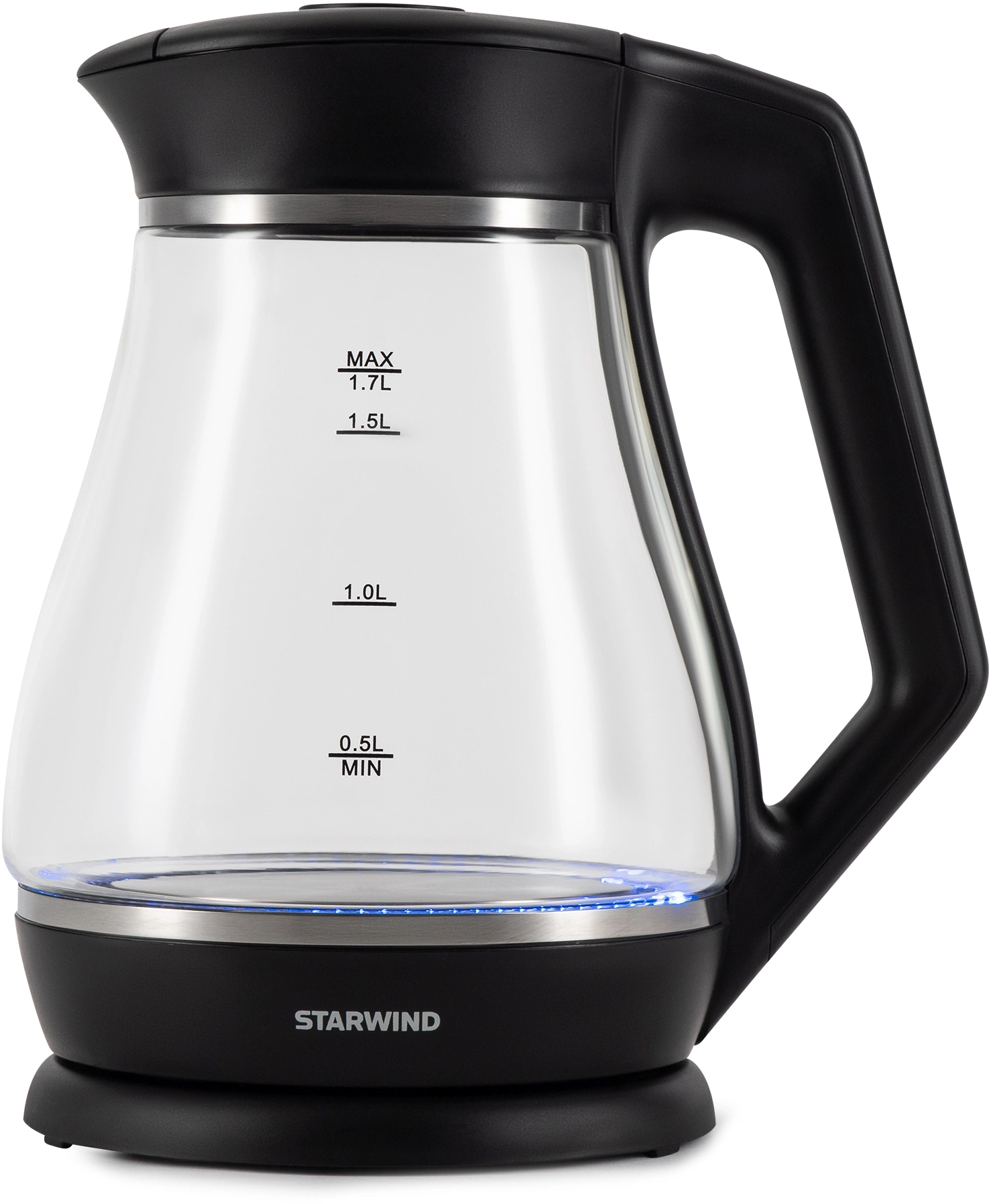 Чайник электрический Starwind SKS2035 1.7л. 2200Вт черный корпус: стекло/пластик
