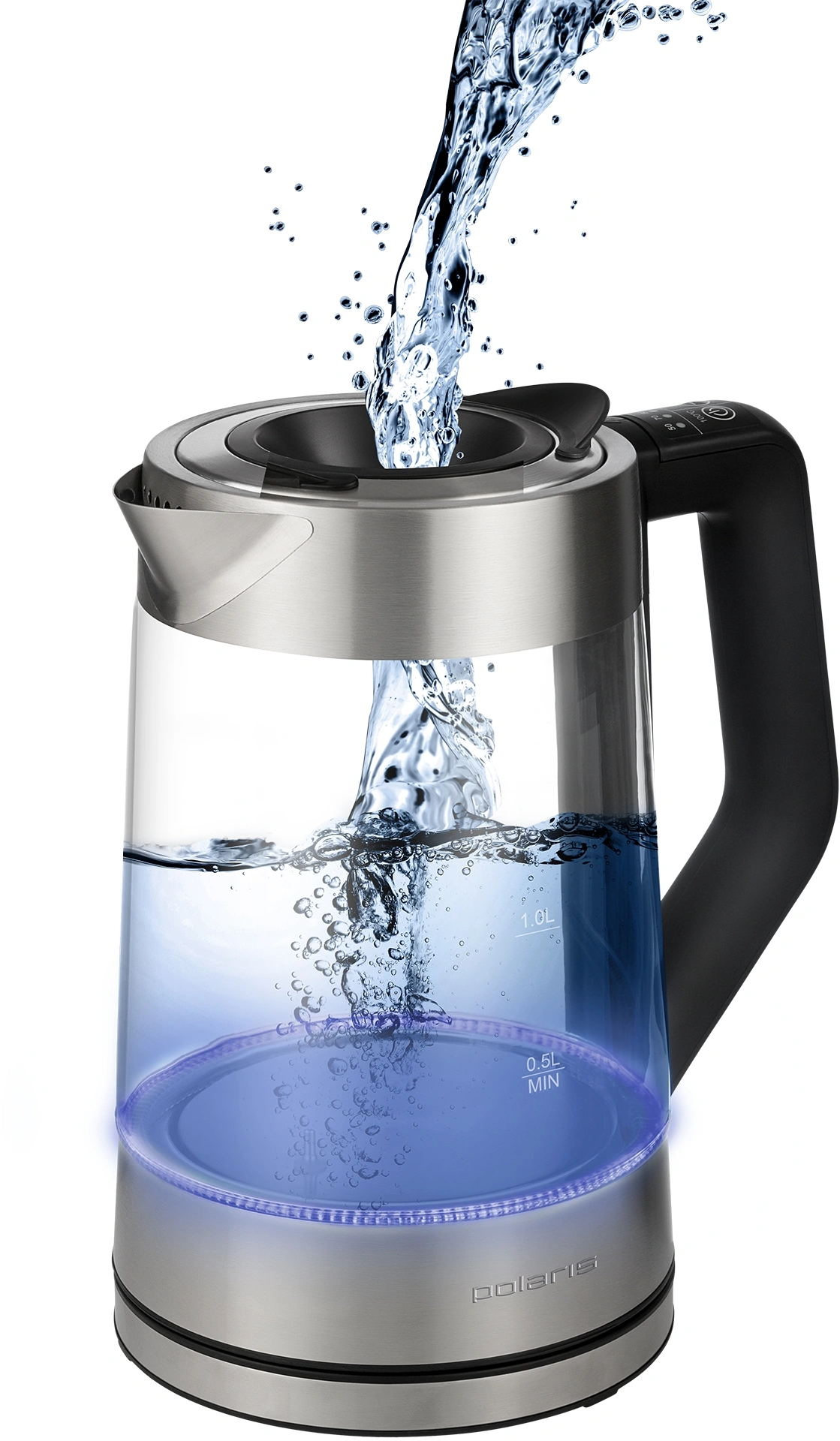 Чайник электрический Polaris PWK 1725CGLD 1.7л. 2200Вт серебристый матовый корпус: стекло/металл