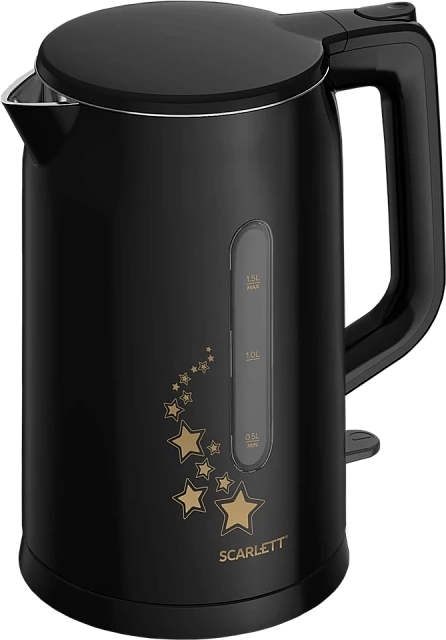 Чайник электрический Scarlett SC-EK21S45 1.5л. 2200Вт черный корпус: нерж.сталь/пластик