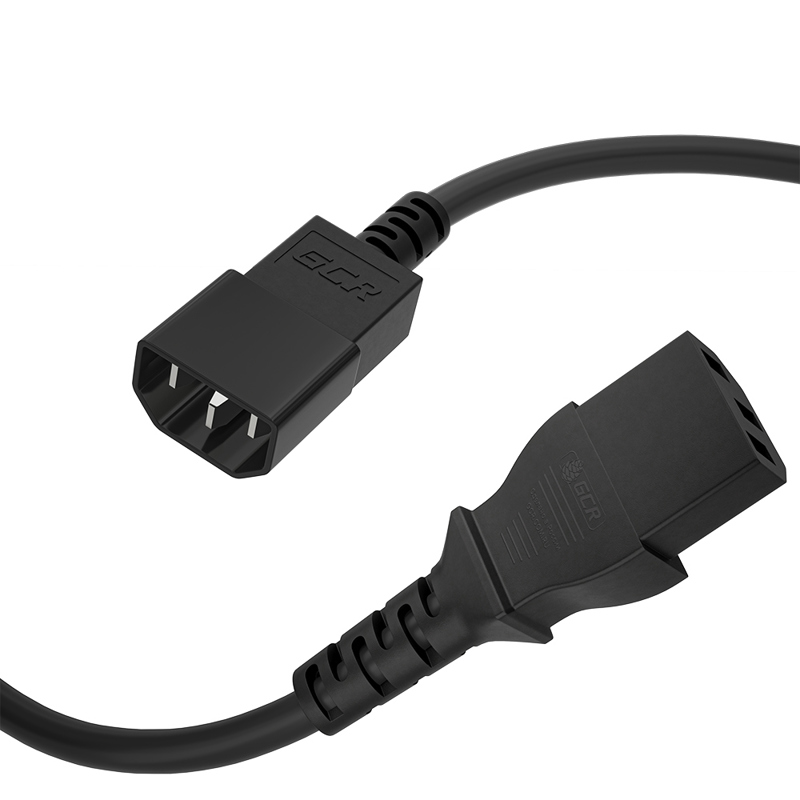 GCR Кабель питания удлинитель 10.0m, С13 - С14, черный, 3*0,75mm, GCR-54333