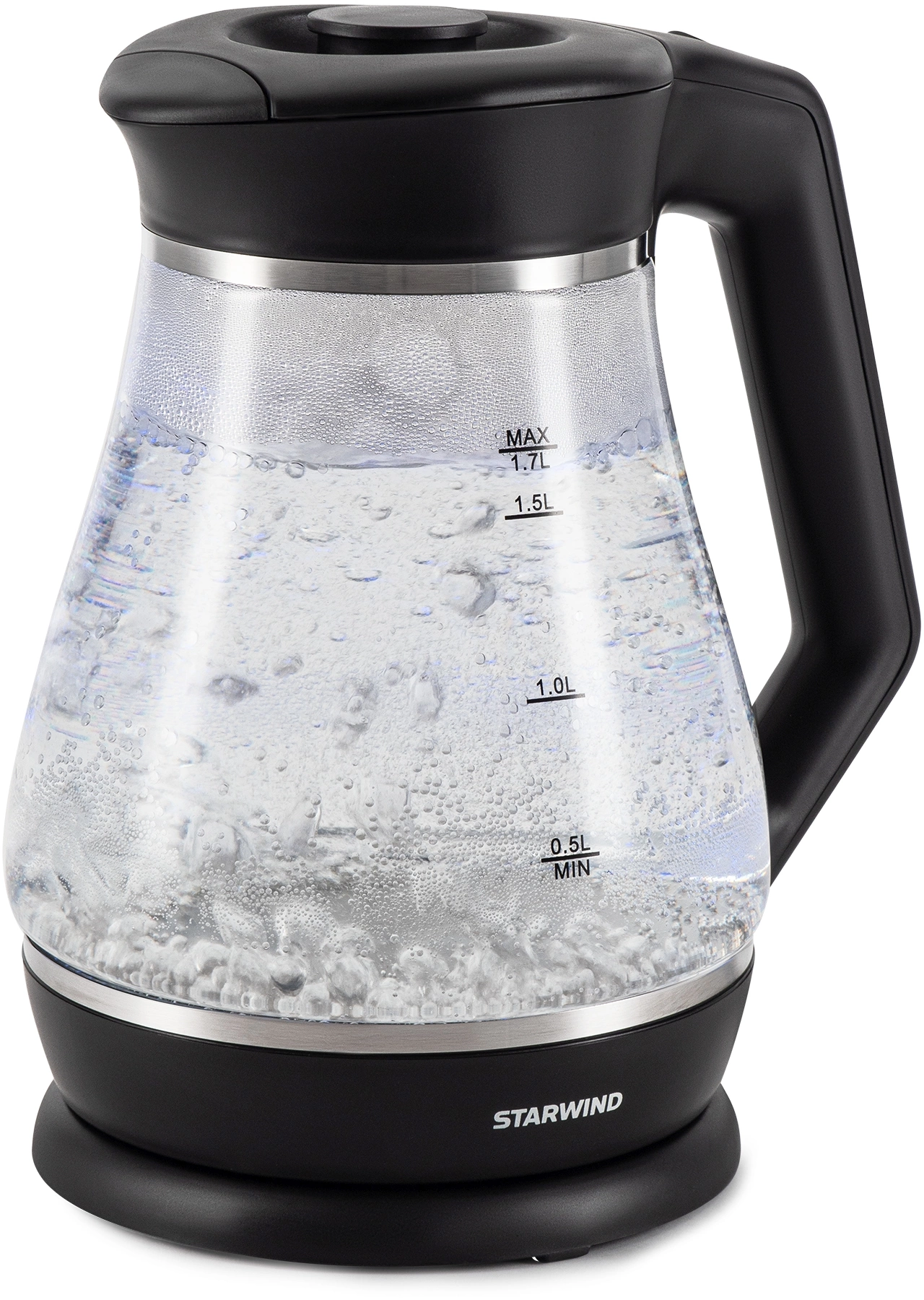 Чайник электрический Starwind SKS2035 1.7л. 2200Вт черный корпус: стекло/пластик