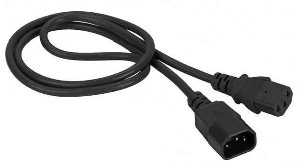 Шнур питания Lanmaster LAN-PP13/14-1.0-BK C13-С14 проводник.:3x0.75мм2 1м (упак.:1шт) черный