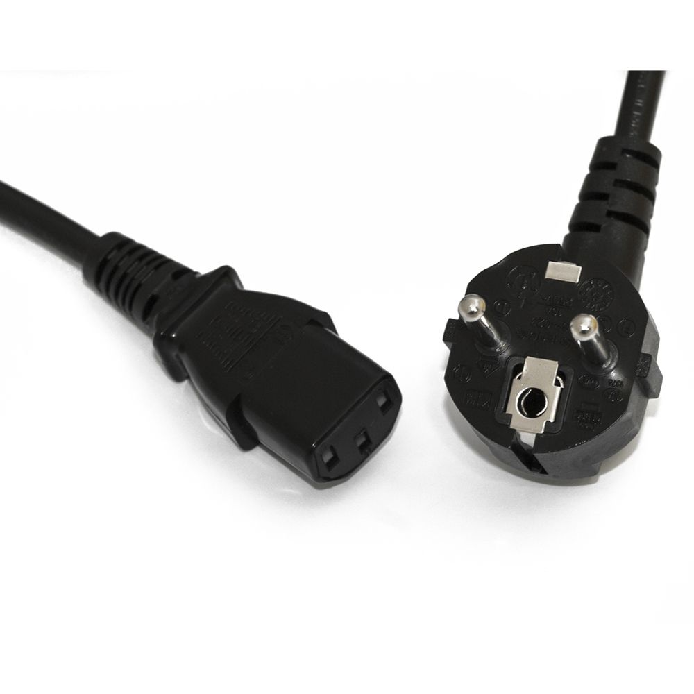 Кабель Hyperline Hyperline PWC-IEC13-SHM-0.5-BK Кабель питания компьютера (Schuko+C13) (3x0.75), 10A, угловая вилка